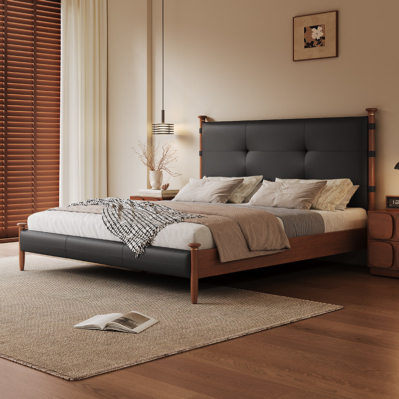 奥古斯特头层牛皮真皮床降价了