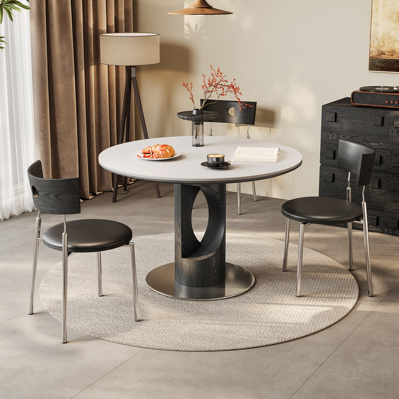 奥古斯特实木岩板餐桌降价了