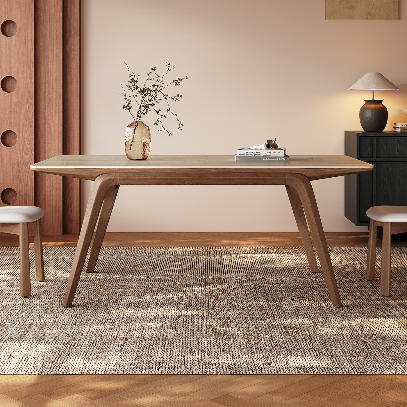 奥古斯特帆船洞石岩板餐桌子客厅家用轻奢现代简约实木岩板餐桌,住宅家具,岩板餐桌,淘宝优惠券,粉丝福利购,淘宝优惠卷