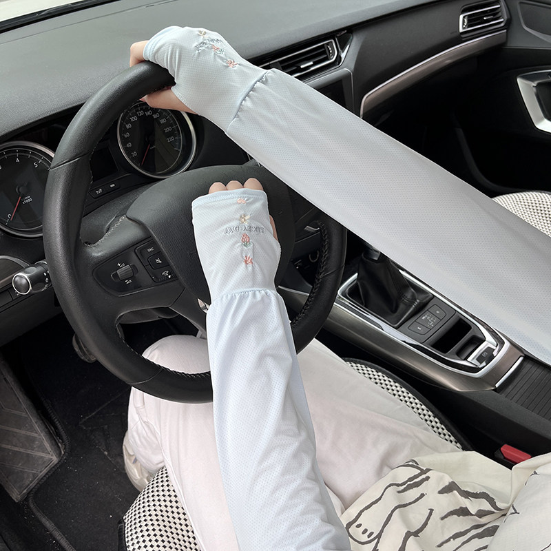 夏季开车防晒冰袖女夏宽松不勒肉薄款防紫外线户外骑行防晒手臂套