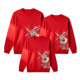 圣诞节春秋款 圆领卫衣情侣装 红色上衣 印花亲子装 圣诞小鹿新款