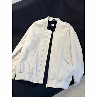 情侶棒球服寬松高級(jí)感工裝 飛行員夾克 美式 cleanfit外套男春秋款