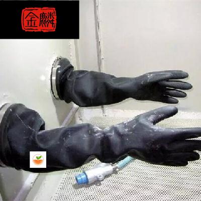 箱式喷砂机手套加厚防护黑橡胶喷沙手套乳胶喷砂手套五双包邮