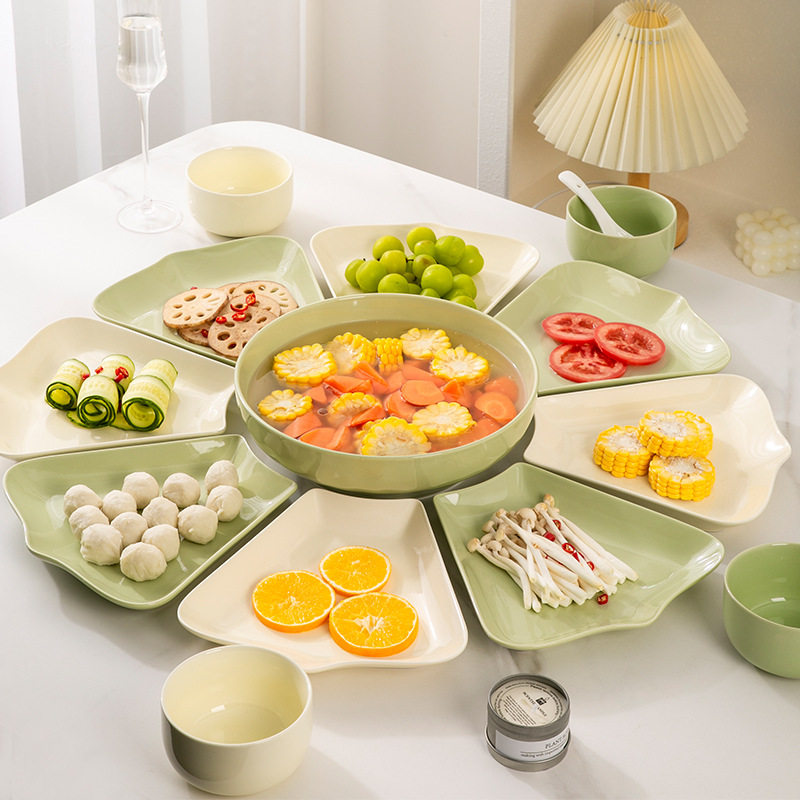 奶油风陶瓷拼盘高颜值餐具碗碟套装家用盘子年夜饭团圆餐桌,餐饮具,碗,淘宝优惠券,粉丝福利购,淘宝优惠卷