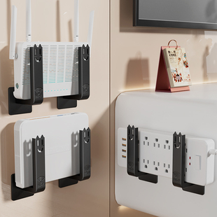 排插墙壁固定免打孔壁挂式置物架桌下延长线 线收纳支架路由器放