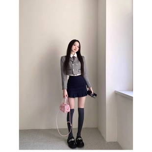 韩系JK制服套装秋冬学院风辣妹短款西装修身包臀裙美式英伦三件套