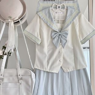 原创jk制服正品日系秋野眠学院风夏季校供水手服百褶裙收腰jk制服