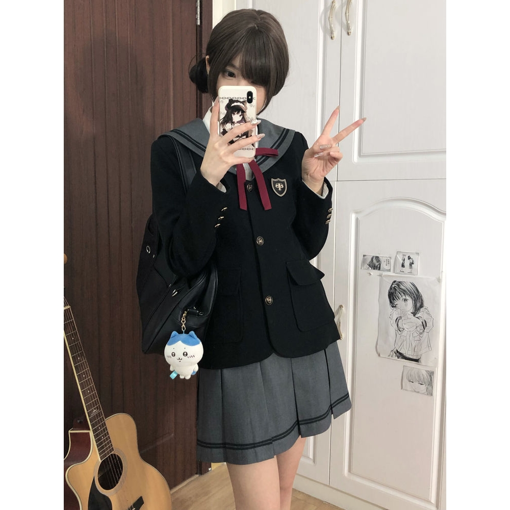 空栗鼠丸【栗原中】原创西装JK制服学院风三粒扣水手领校供西服女