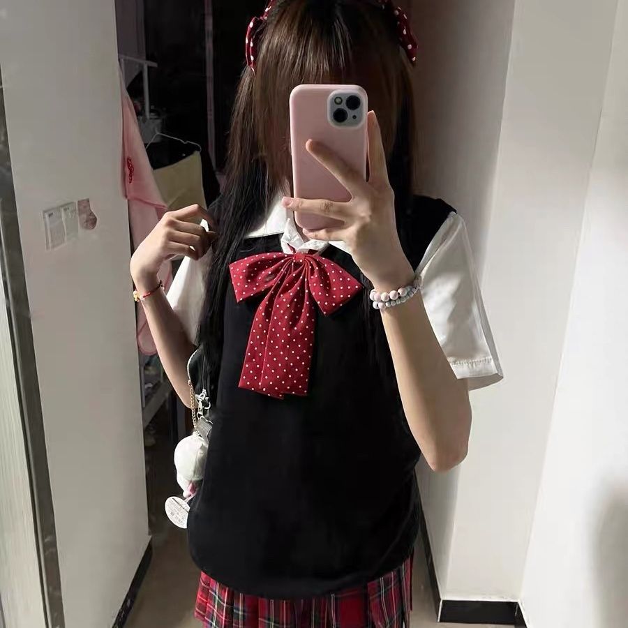 宇宙光环原创jk学院制服小辣椒毛衣秋冬长袖格裙短裙针织衫套装