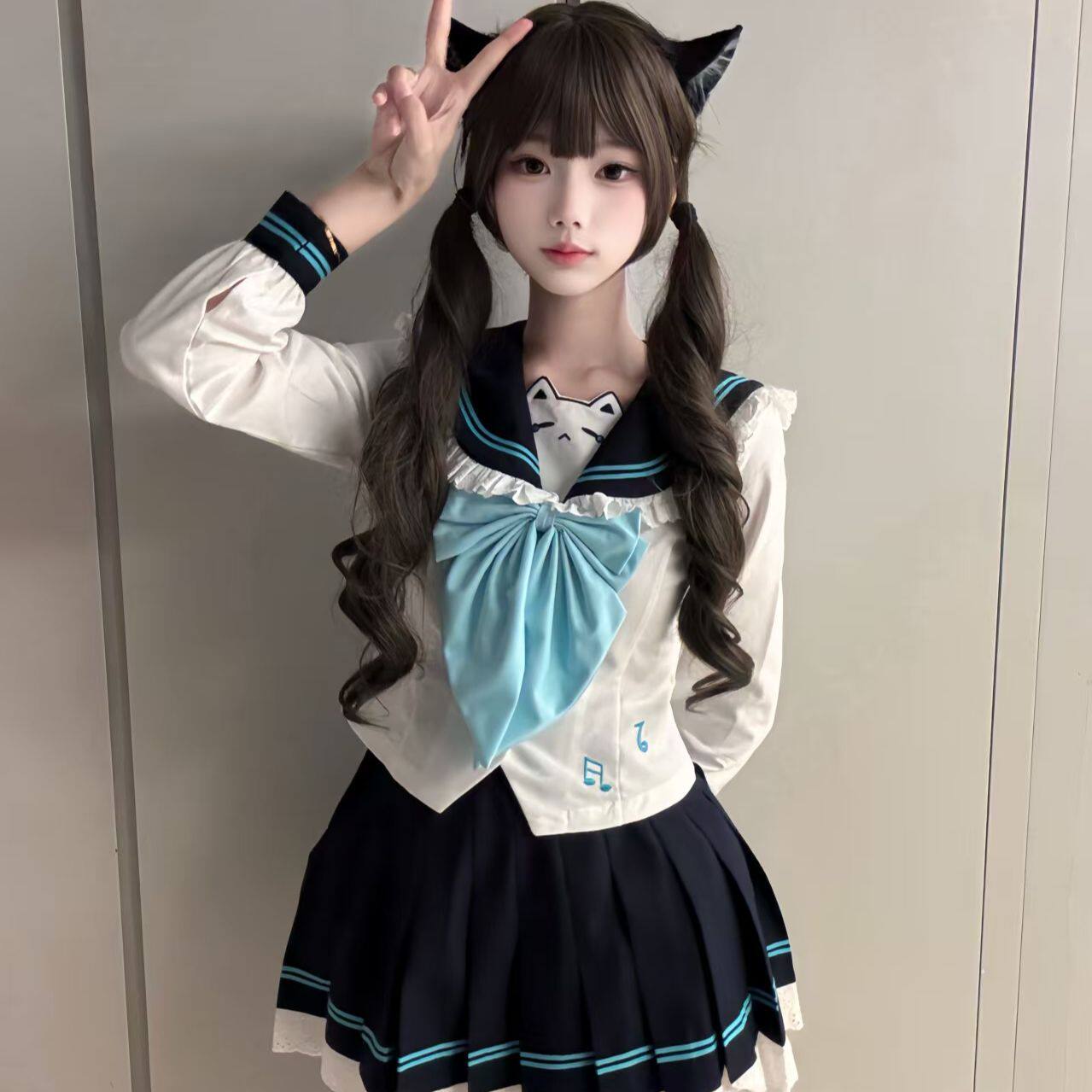 雾岛听椿【听 椿】正版jk制服套装基础款jk水手服百褶短裙套装