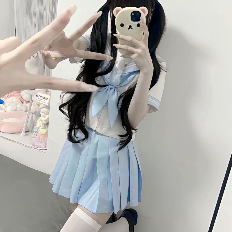 欧咪兔夏季原创jk制服女萌款幼稚园软妹可爱水手服日系套装发货