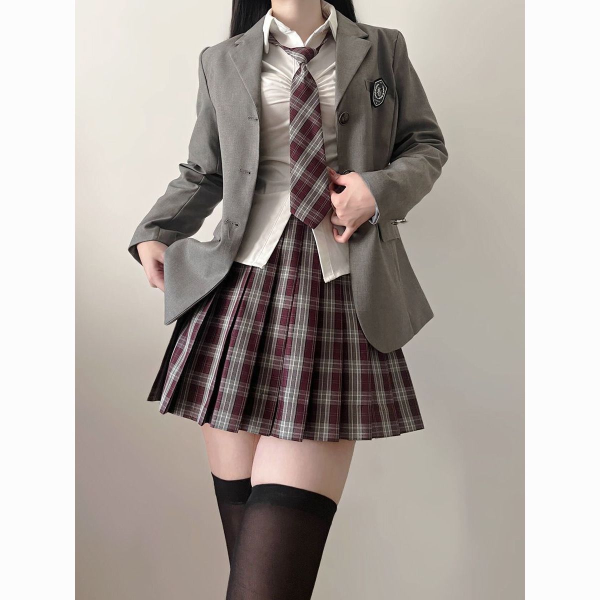 宇宙光环原创jk制服西装外套春季学院正版日系修身三粒扣百搭全套