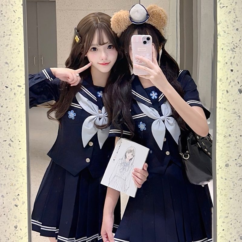 樱奈熊JK原创【绀青纪语】收腰水手服正版制服日系女校供感学院风