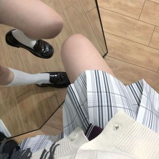 【素描】秋野眠原创正版jk格裙日系学院风高腰jk制服白色校供短裙