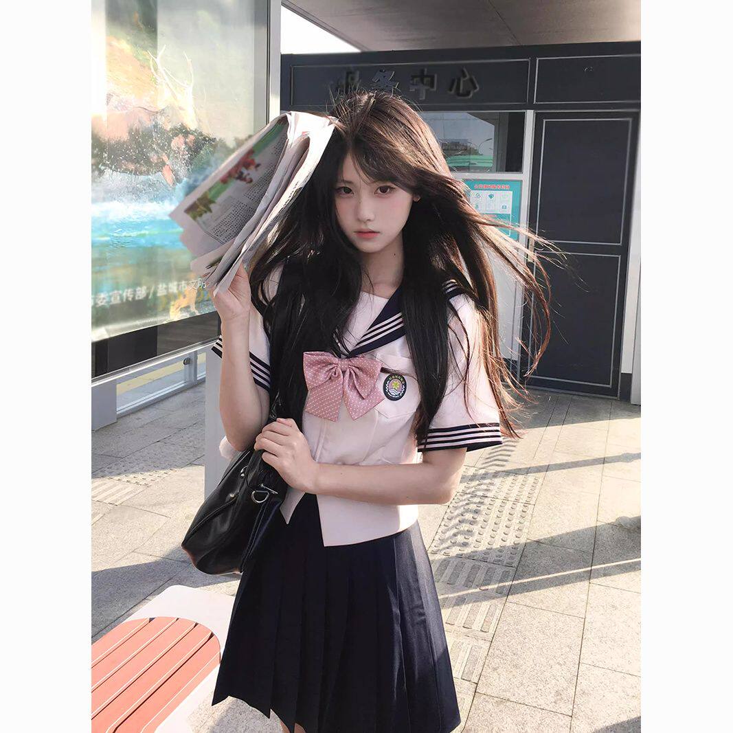 【梅芽中】水手服原创jk制服女子套装樱花季百褶裙日系学院JK女夏