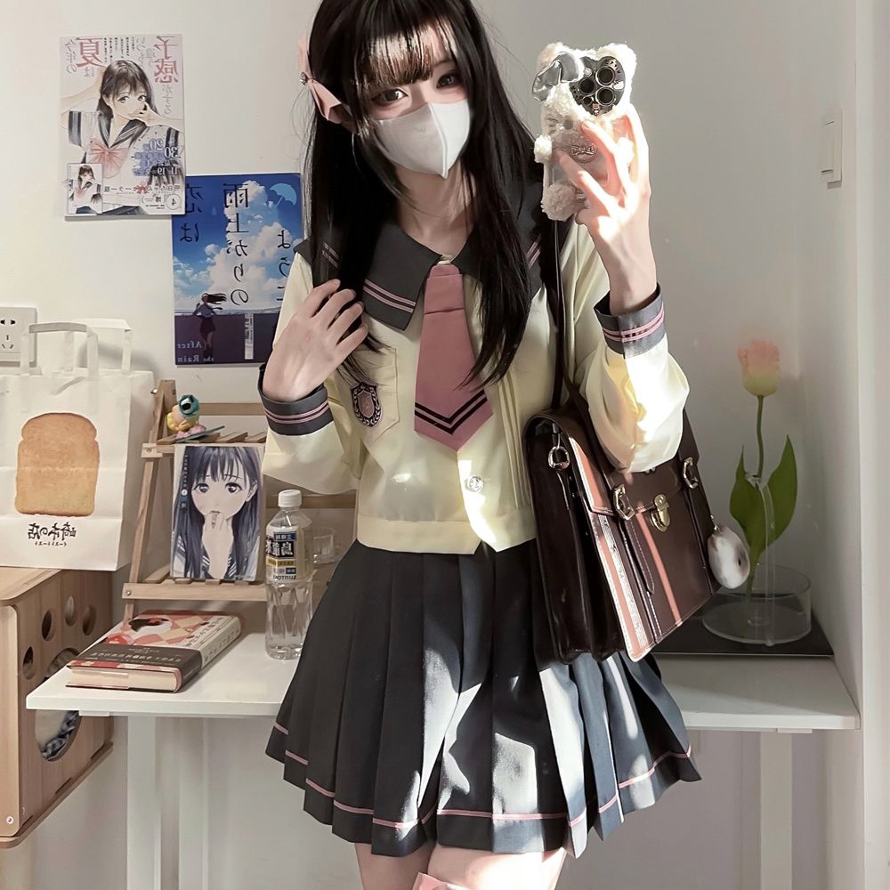 【茶与迟】原创jk制服水手服正版基础款学院风韩版中间服秋冬套装