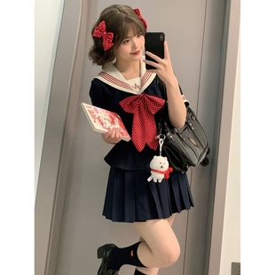 空栗鼠丸桃芙梨jk制服水手服收腰甜美学院风百褶裙双子闺蜜套装夏