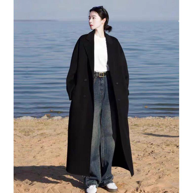 羽绒服内胆双面绒毛呢大衣女中长款秋冬ins气质显瘦呢子加厚外套