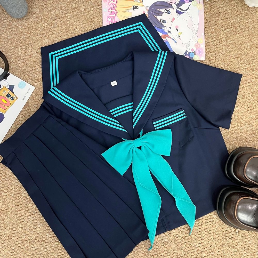 知半城jk正版原创水手服初音色基础款长袖日系校供感学院风套装女