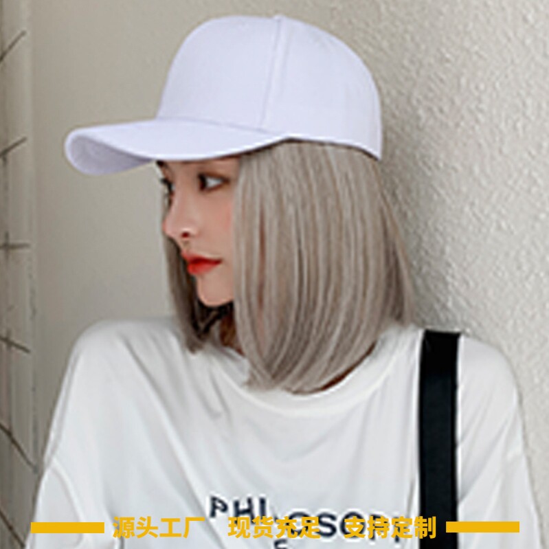 可拆卸假发帽女士时尚逼真bobo波波头发片带帽子假发工厂现货新款