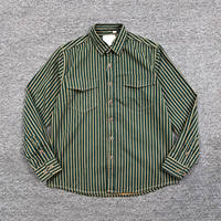 The counter is 399! Men's 2026 new autumn vintage vintage blue vertical striped loose workwear shirt jacket thumbnail 3