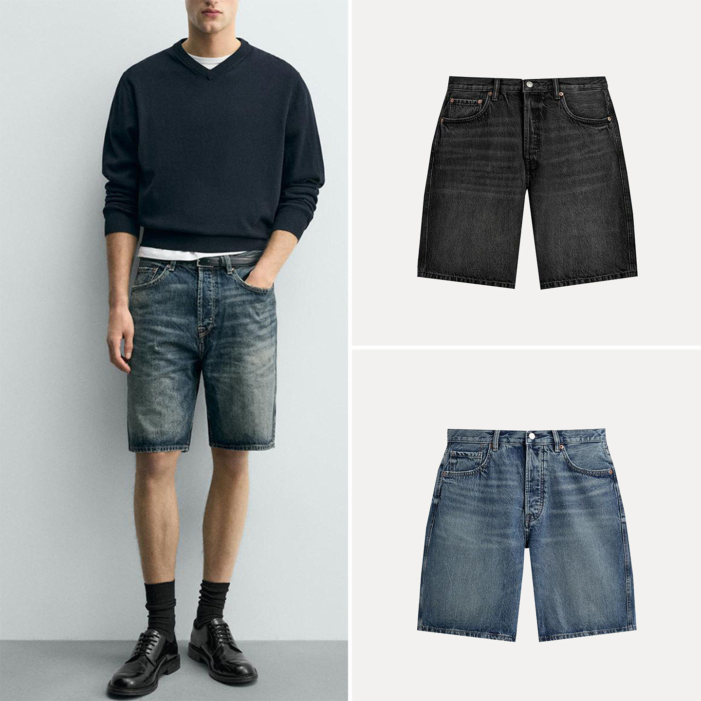 thumbnail for Cabinet 299! Men's 2026 New Summer Fashion Versatile Straight-Leg Washed Denim Casual Shorts 8062408