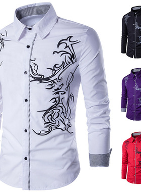 衬衫Mens Formal Shirts Men Long Sleeve Slim Fit Casual Shirt