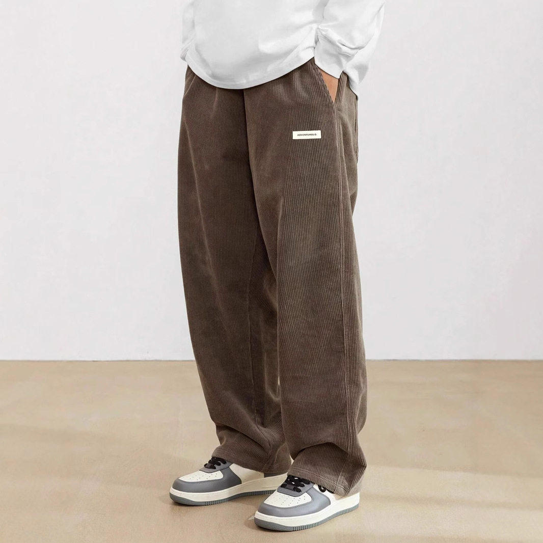 New Mens Corduroy Casual  Loose Fit Baggy Pants Straight