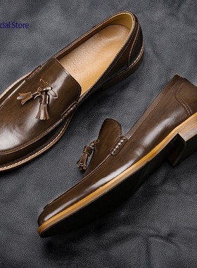 Men casual shoes leather loafers business dress formal shoes
