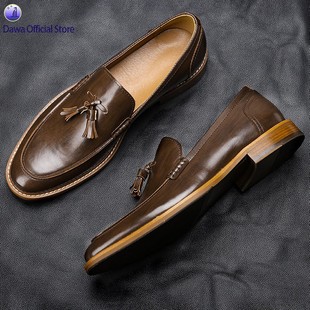 Men casual shoes leather loafers business dress formal shoes