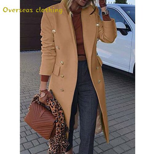 长款毛呢女大衣多粒扣wish呢子外套Winter Jackets Ladies Coats