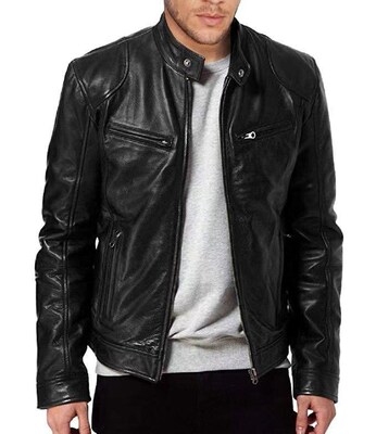 Men's leather jacket spring motorcycle clothing young co