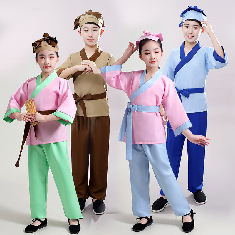 儿童愚公移山演出服男女童汉服