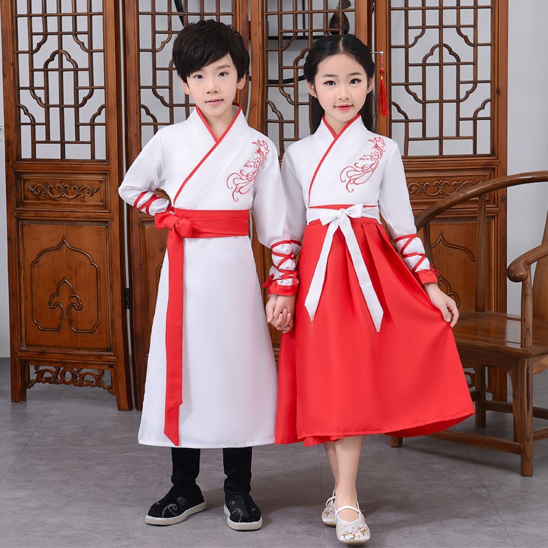 六一少儿男女国学开笔礼改良汉服学生幼儿弟子规书童演出服三字经