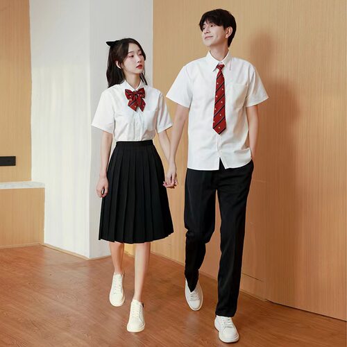 班服夏季短袖衬衫套装初中高中学生学院风毕业季演出服大合唱校服