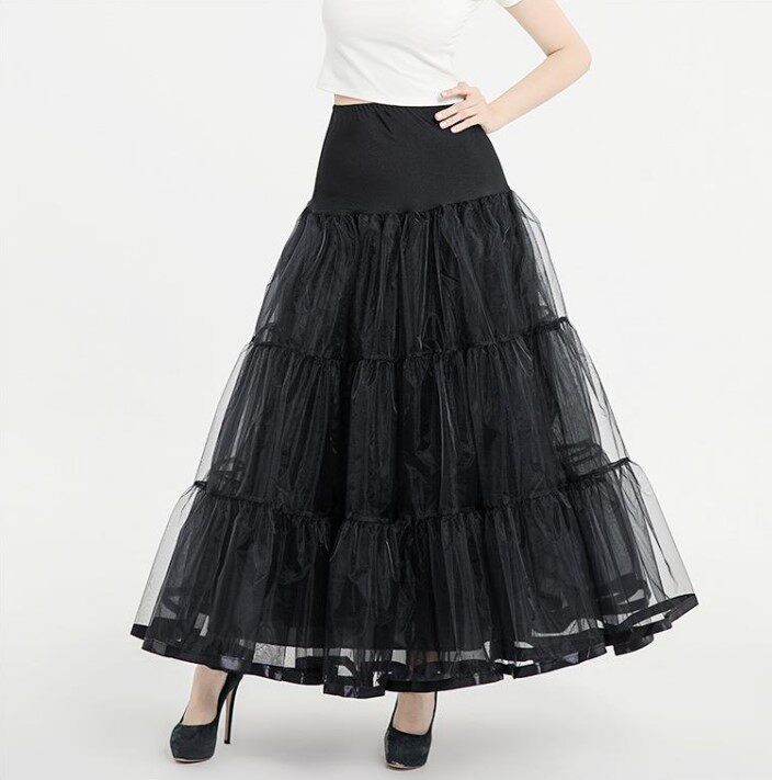 软纱齐地加长无骨撑裙A摆婚纱裙撑亚马逊撑裙长款衬裙蓬蓬裙日常