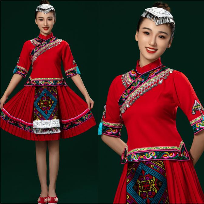苗族服装成人女云南贵州少数民族衣服侗瑶族壮族彝族舞蹈演出服饰