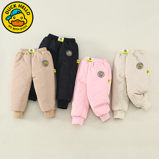 香港小黄鸭正品儿童羊绒蚕丝棉裤羊毛加厚冬季男女中小童加绒裤子