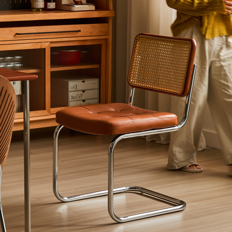 中古风餐椅不锈钢椅子实木复古靠背椅藤编家用凳子2025新款餐桌椅,住宅家具,餐椅,淘宝优惠券,粉丝福利购,淘宝优惠卷