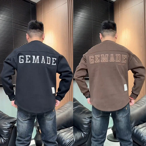 拼接刺绣字母潮牌卫衣加绒