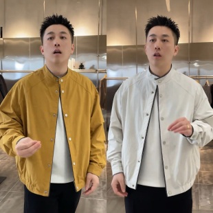 春季新款潮牌假两件立领夹克外套男韩版痞帅干净时尚百搭休闲上衣