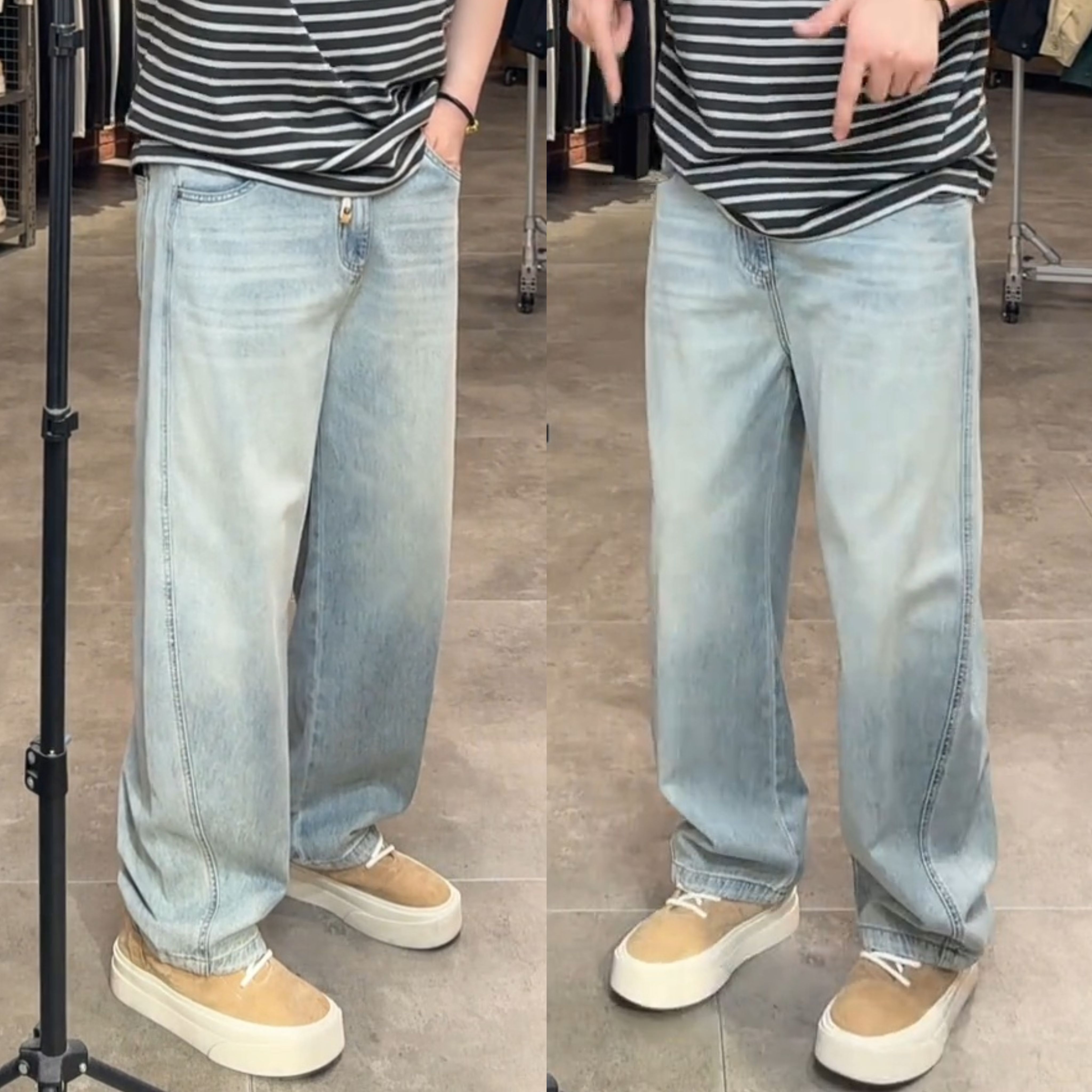 潮流美式直筒牛仔裤阔腿休闲裤