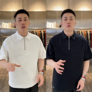 夏季轻奢半拉链polo衫短袖男高级感宽松百搭商务透气翻领T恤半袖