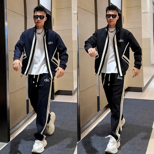 轻奢撞色条纹休闲运动套装两件套