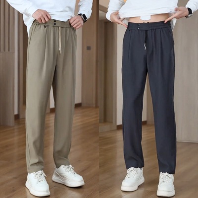 冰丝垂感丝滑直筒西裤抗皱休闲裤