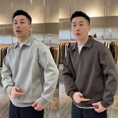 假两件翻领卫衣高档轻奢POLO衫