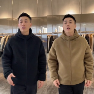 卫衣 百搭宽松舒适保暖开衫 秋冬新款 简约高档抓绒衣连帽外套男时尚