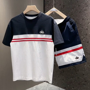 夏季新款简约轻奢休闲运动套装男高档潮牌刺绣短袖速干短裤两件套