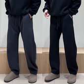 直筒阔腿卫裤 秋冬加绒简约潮流弯刀休闲裤 男高级感宽松百搭香蕉裤