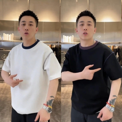 简约撞色高级感莫代尔圆领短袖